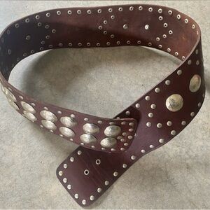 BOHO Wide Leather Wrap Belt with Hammered Rivet detail